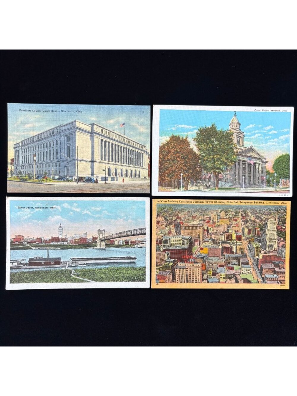 Vintage Postcard Lot Ohio Cincinnati Cleveland Court House Cars River Boats